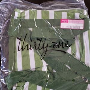 💖 2/$30 Thirty one small utility tote in green cabana stripe new in package